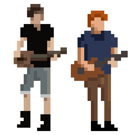 pixel art of Things We Can't Untie members Caleb Jones and Jordan Pike